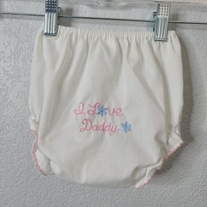Vintage baby diaper cover or bloomers "I love daddy" embroidery 2 sizes L and XL